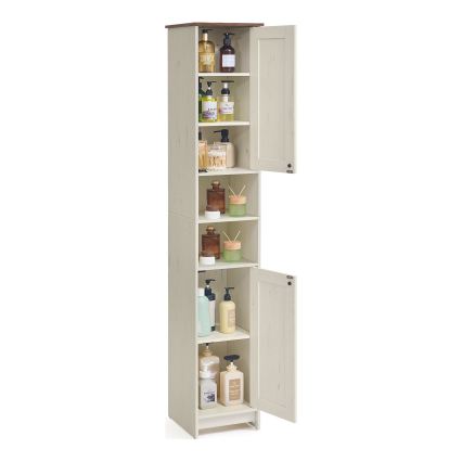 Badkamerkast LEXI 30x170 cm wit/bruin