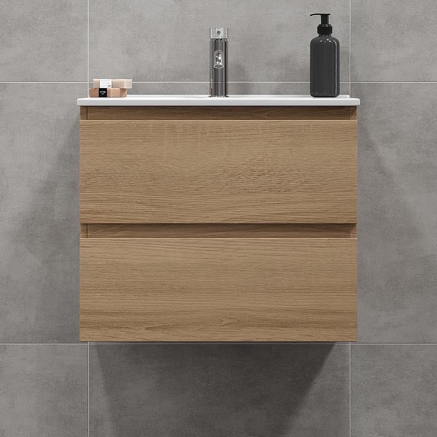 Badkamerkast met wastafel CONOR 61 cm eiken