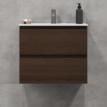 Badkamerkast met wastafel CONOR 61 cm notenhout