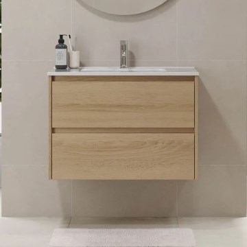Badkamerkast met wastafel MOLDE 80x55x46 cm eiken