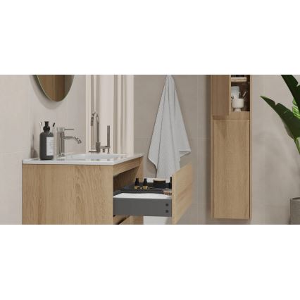 Badkamerkast met wastafel MOLDE 80x55x46 cm eiken