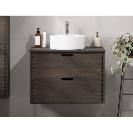 Badkamerkast onder de wastafel GRIBSKOV 80 cm bruin/eiken