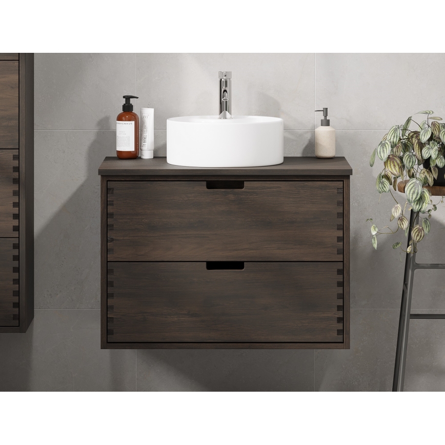 Badkamerkast onder de wastafel GRIBSKOV 80 cm bruin/eiken