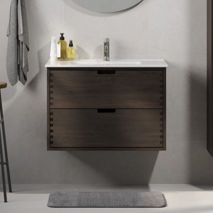 Badkamerkast onder de wastafel GRIBSKOV 80 cm bruin/eiken