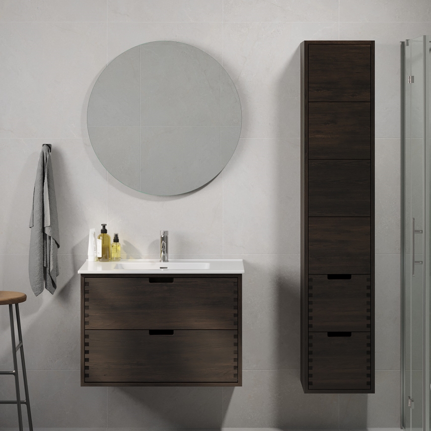Badkamerkast onder de wastafel GRIBSKOV 80 cm bruin/eiken