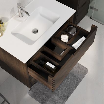 Badkamerkast onder de wastafel GRIBSKOV 80 cm bruin/eiken