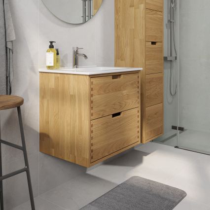 Badkamerkast onder wastafel GRIBSKOV 60 cm beige/eiken