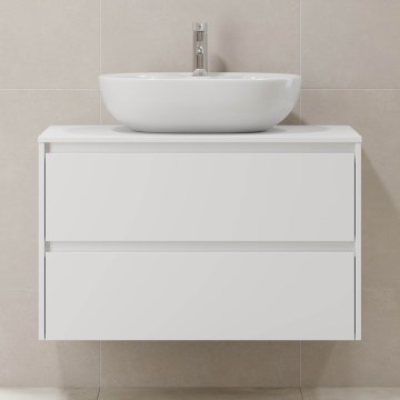 Badkamerkast TRONDHEIM voor wastafel 90x57x46 cm wit