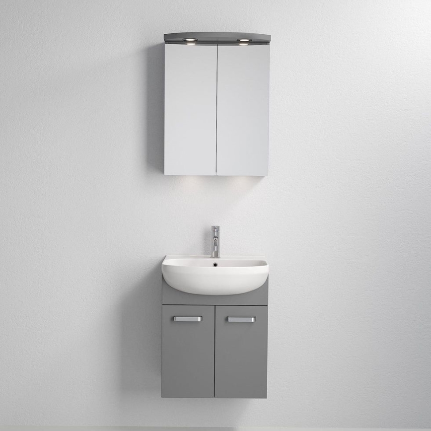 Badkamermeubel met wastafel ASTRID + LED spiegelkast 4xLED/4,3W/230V IP44 grijs