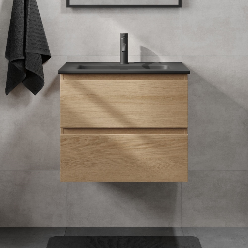 Badkamermeubel met wastafel CONOR 61 cm eiken/zwart