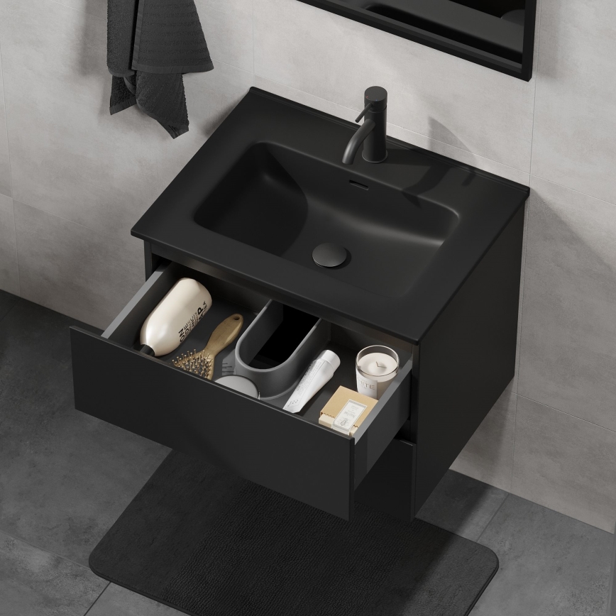 Badkamermeubel met wastafel KENWOOD 61x52x45 cm zwart