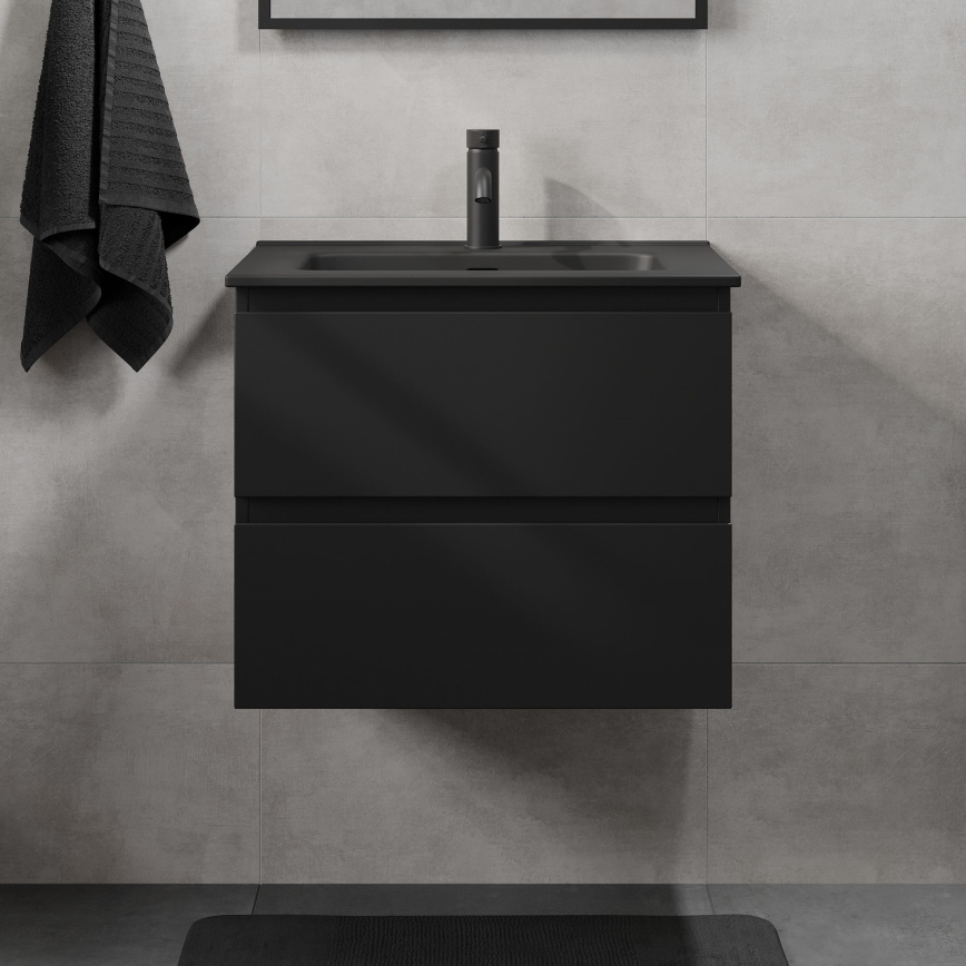 Badkamermeubel met wastafel KENWOOD 61x52x45 cm zwart