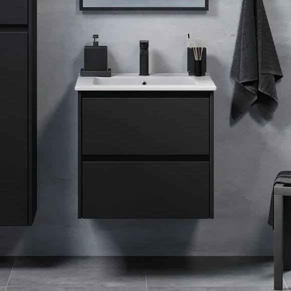 Badkamermeubel met wastafel LYKE 60 cm, zwart