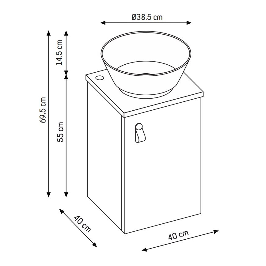 Badkamermeubel met wastafel TAARNHOLM, zwart