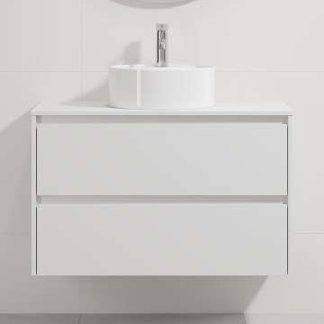 Badkamermeubel met wastafel TRONDHEIM/VIKEDAL 90 x 57 x 46 cm, wit