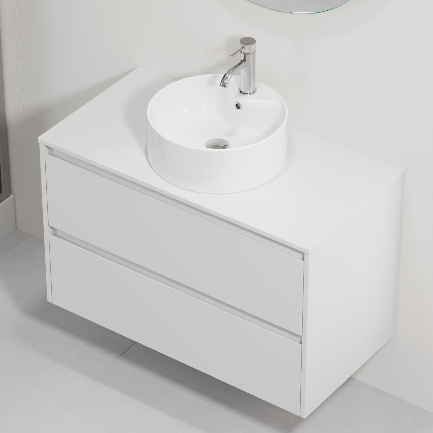 Badkamermeubel met wastafel TRONDHEIM/VIKEDAL 90 x 57 x 46 cm, wit