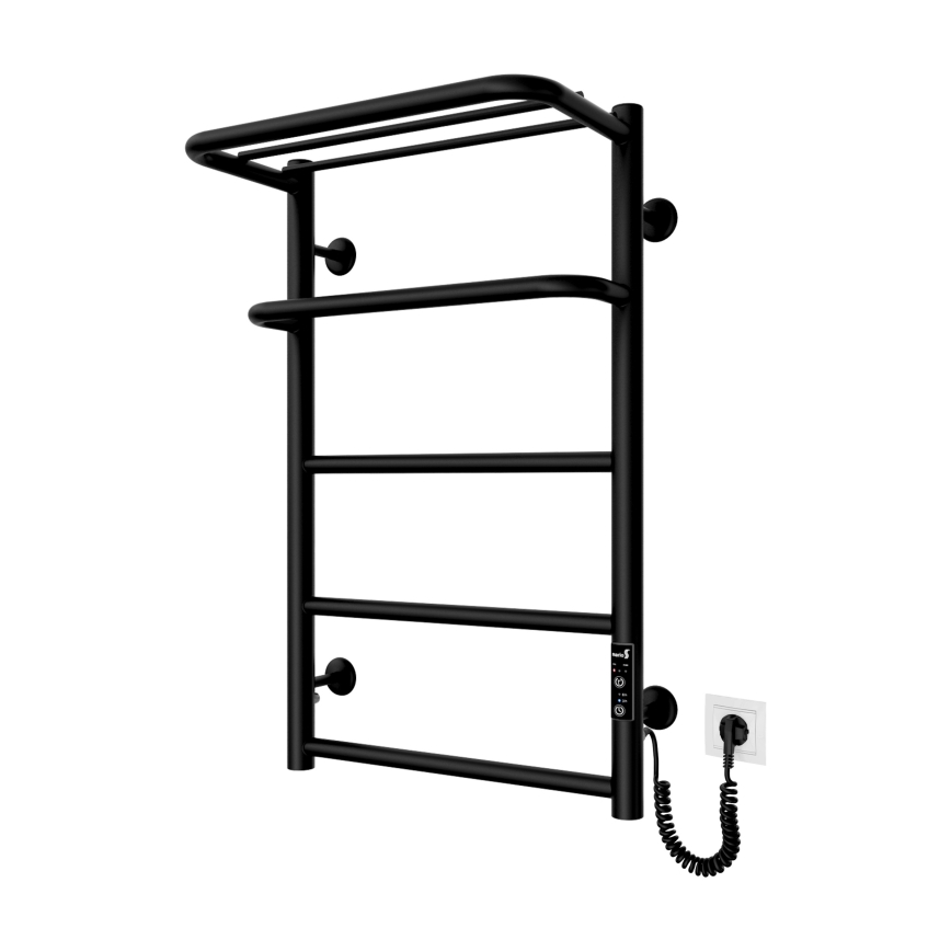Badkamerradiator (handdoekradiator) HOTEL 75W/230V 66x42 cm RVS/zwart, rechts