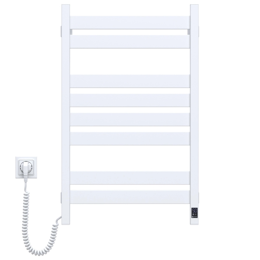 Badkamer handdoekradiator met thermostaat LARGO 432W/230V 80,6 cm IP44 wit links hoekig