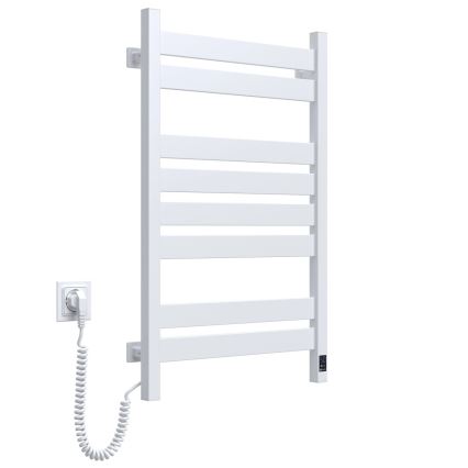 Badkamer handdoekradiator met thermostaat LARGO 432W/230V 80,6 cm IP44 wit links hoekig