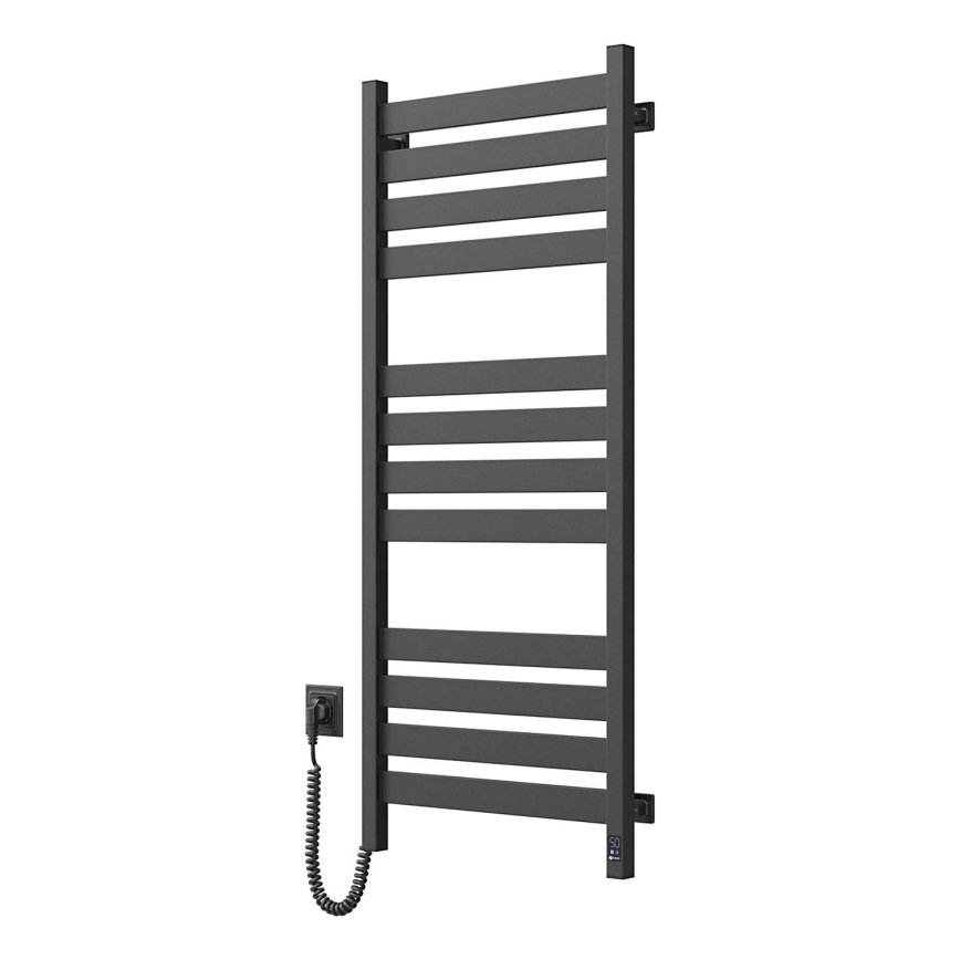 Badkamerradiator (handdoekradiator) met thermostaat LARGO 541W/230V 120,6 cm IP44 zwart links vierkant