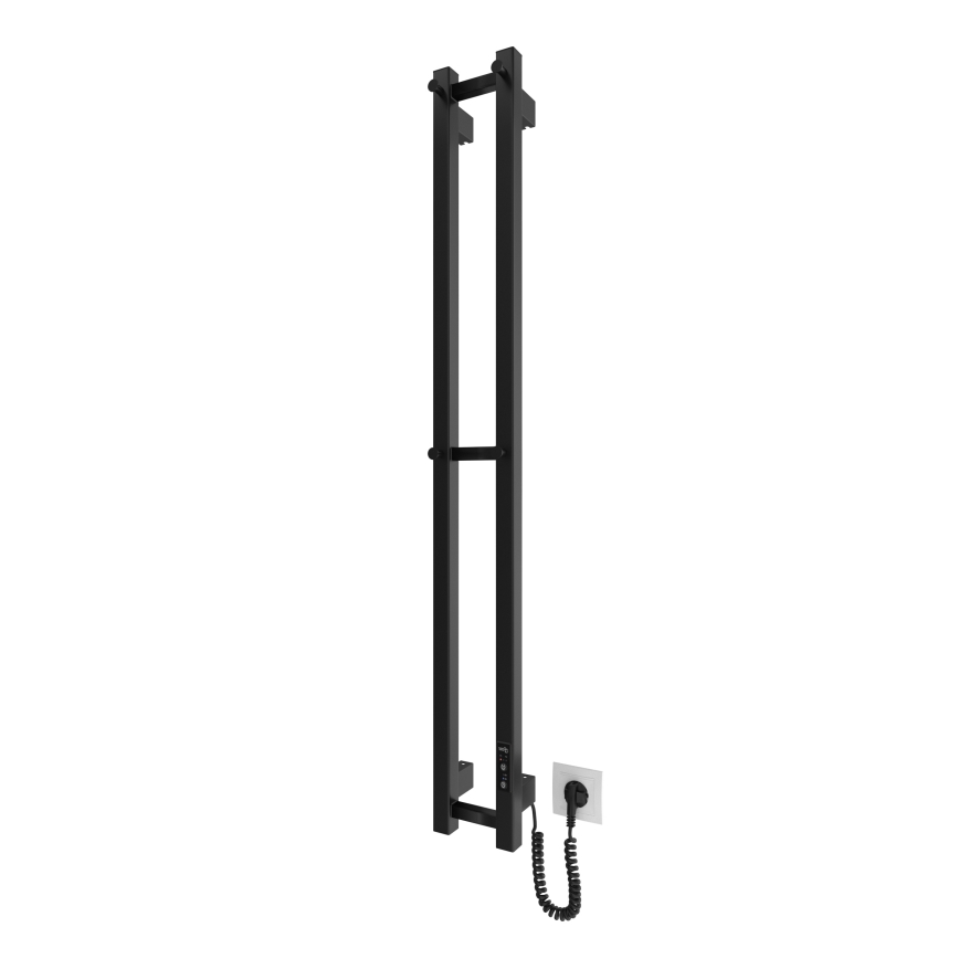 Badkamerradiator HF SLIM 80W/230V 117x14 cm zwart hoekig IP44