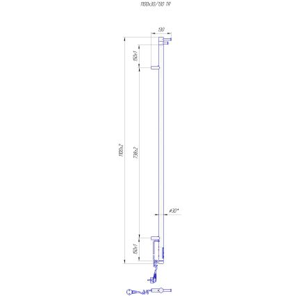 Badkamerradiator RAY 25W/230V 110x30 cm IP44 RVS/wit