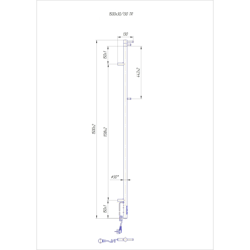 Badkamerradiator RAY 35W/230V 150x30 cm IP44 roestvrij staal/hoogglans chroom