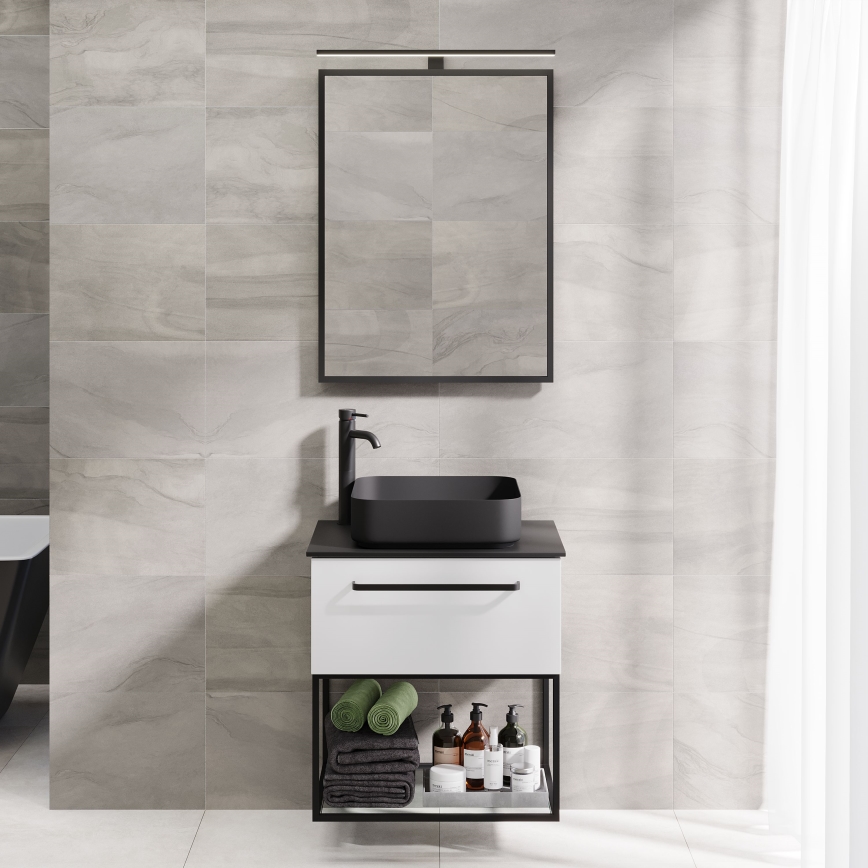 Badkamerspiegel BORGSTED 60x80 cm, zwart