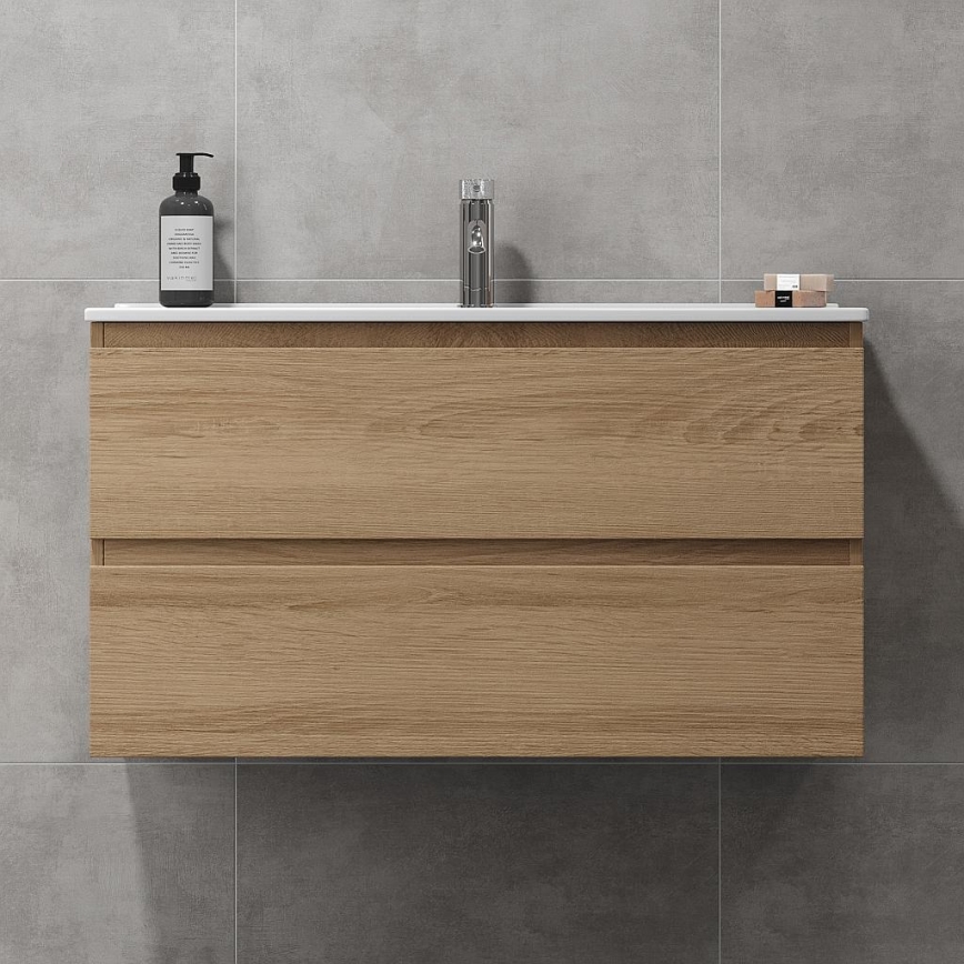 Badmeubel HENRY met wastafel, 91 cm, eiken