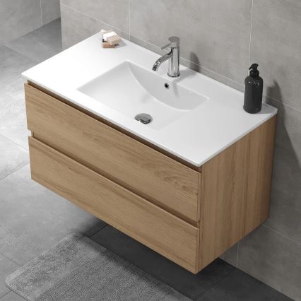 Badmeubel HENRY met wastafel, 91 cm, eiken