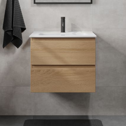 Badmeubel met wastafel CONOR 61 cm eiken/wit