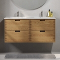 Badmeubel met wastafel GRIBSKOV 120 cm beige/eik/wit