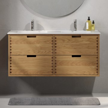 Badmeubel met wastafel GRIBSKOV 120 cm beige/eik/wit