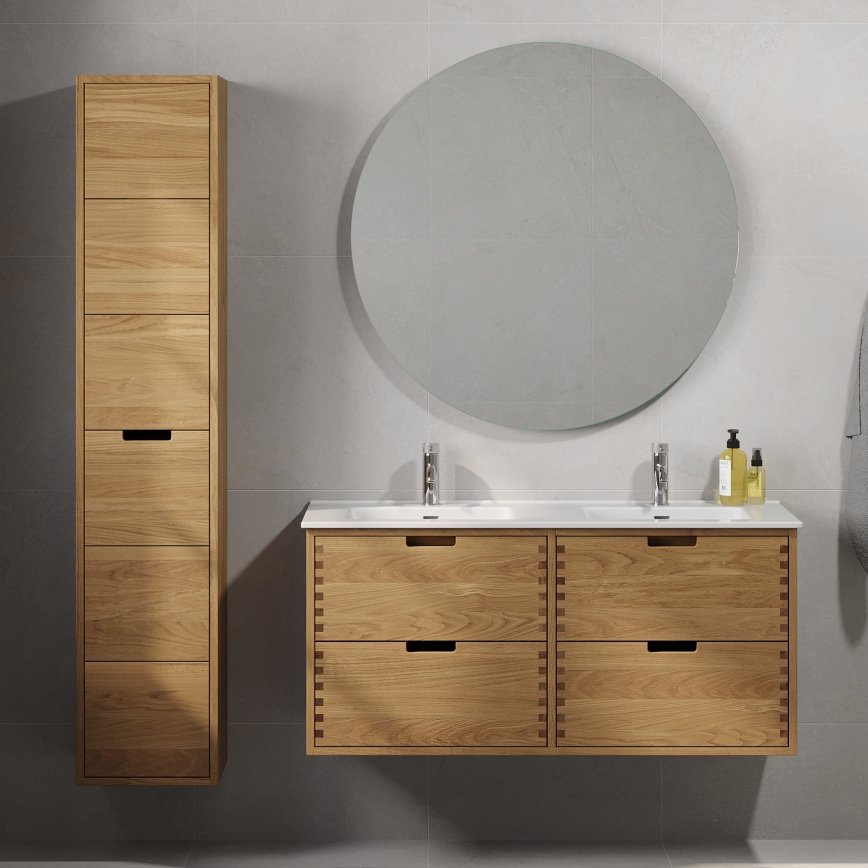 Badmeubel met wastafel GRIBSKOV 120 cm beige/eik/wit