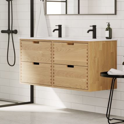 Badmeubel met wastafel GRIBSKOV 120 cm beige/eik/wit