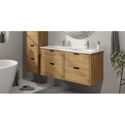 Badmeubel met wastafel GRIBSKOV 120 cm beige/eik/wit