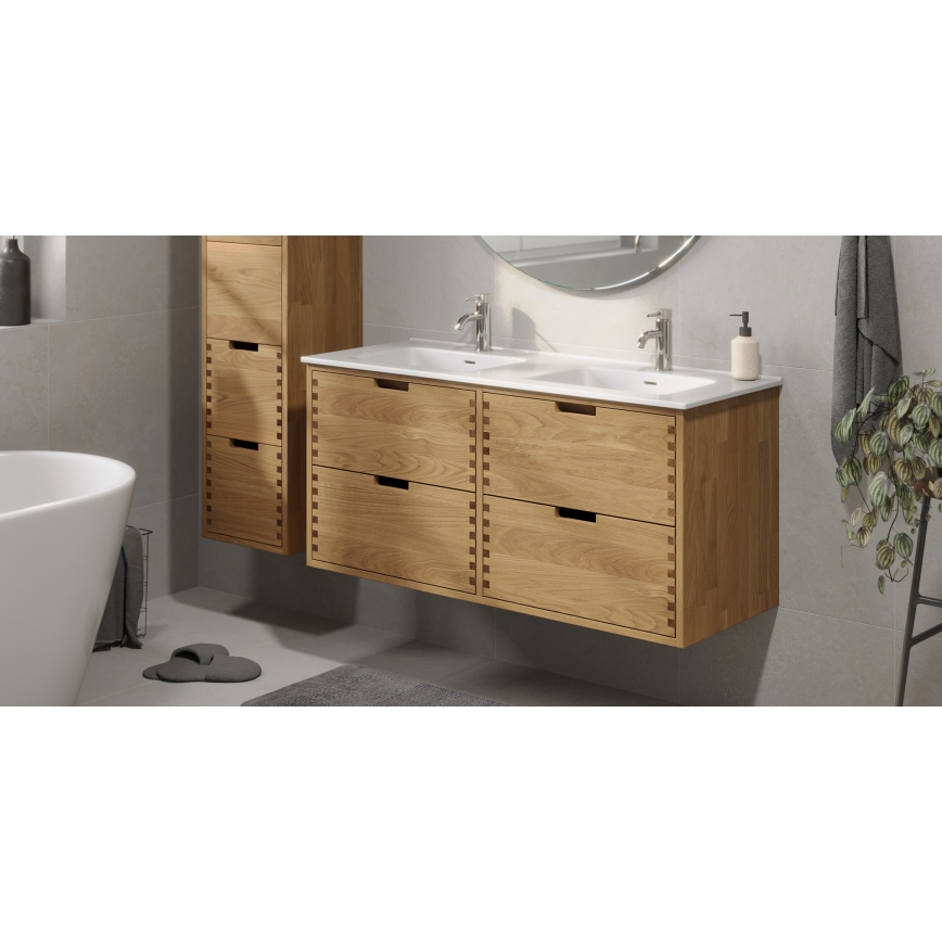 Badmeubel met wastafel GRIBSKOV 120 cm beige/eik/wit
