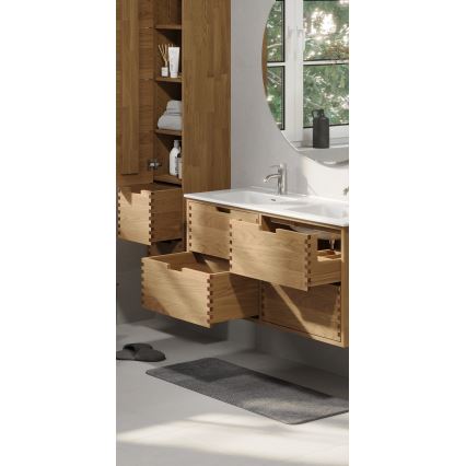 Badmeubel met wastafel GRIBSKOV 120 cm beige/eik/wit