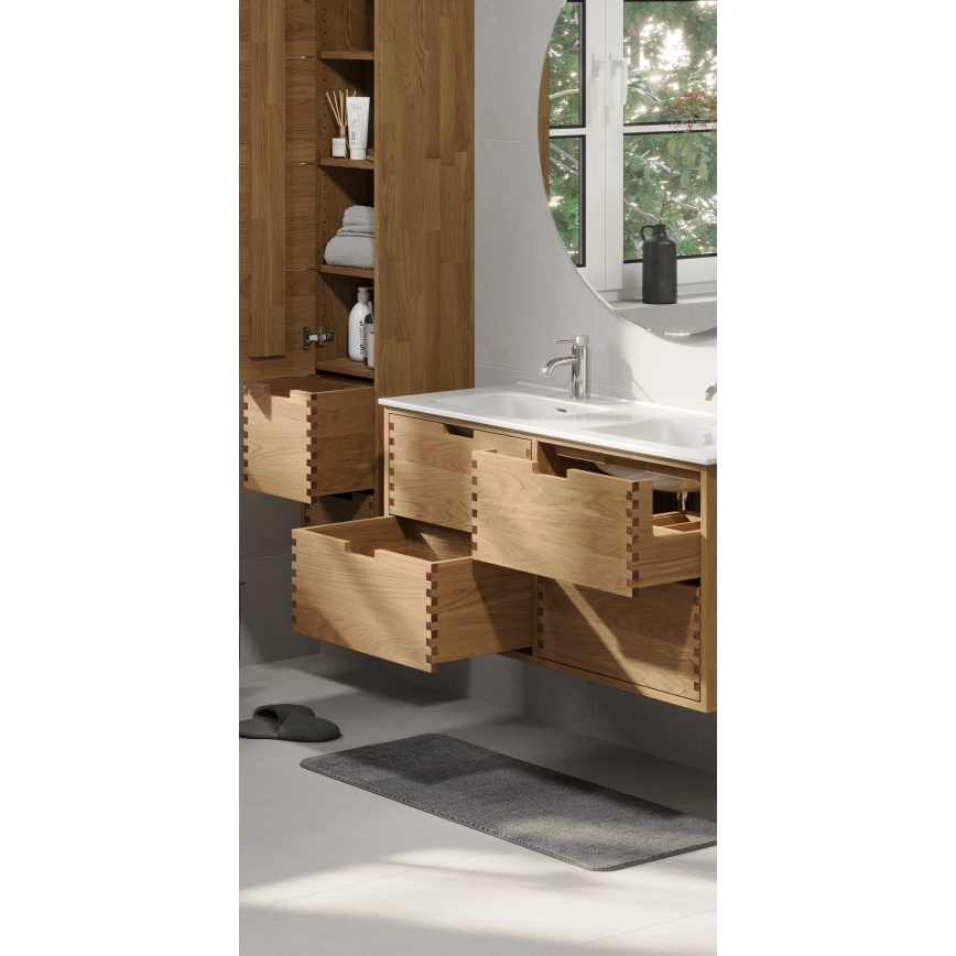 Badmeubel met wastafel GRIBSKOV 120 cm beige/eik/wit