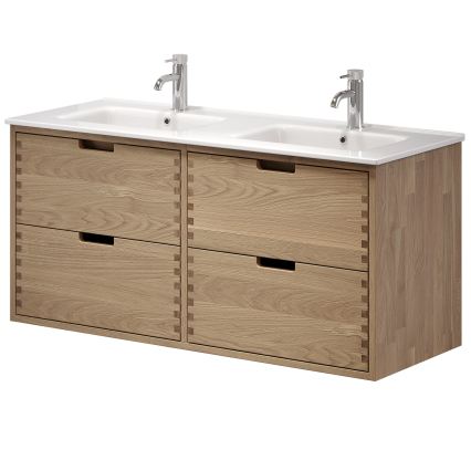 Badmeubel met wastafel GRIBSKOV 120 cm beige/eik/wit