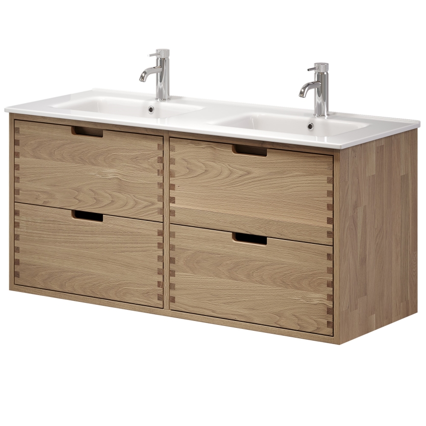 Badmeubel met wastafel GRIBSKOV 120 cm beige/eik/wit