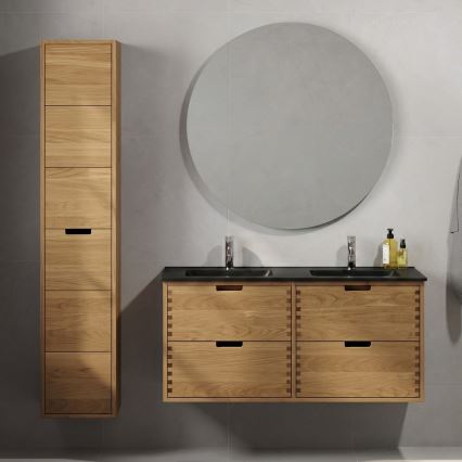 Badmeubel met wastafel GRIBSKOV 120 cm beige/eiken/zwart