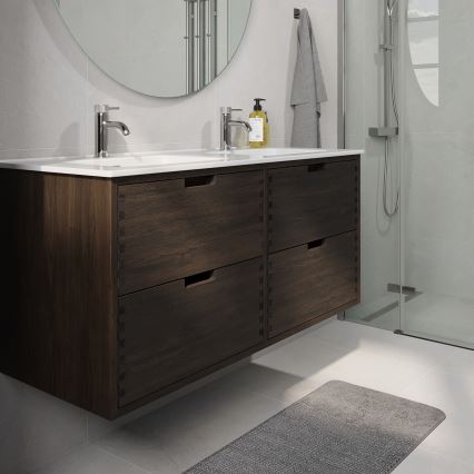 Badmeubel met wastafel GRIBSKOV 120 cm bruin/eiken/wit
