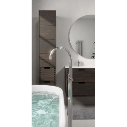 Badmeubel met wastafel GRIBSKOV 120 cm bruin/eiken/wit