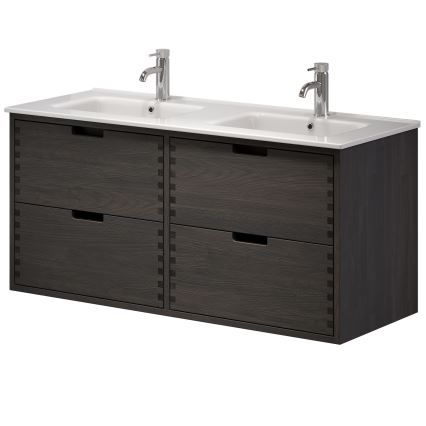 Badmeubel met wastafel GRIBSKOV 120 cm bruin/eiken/wit
