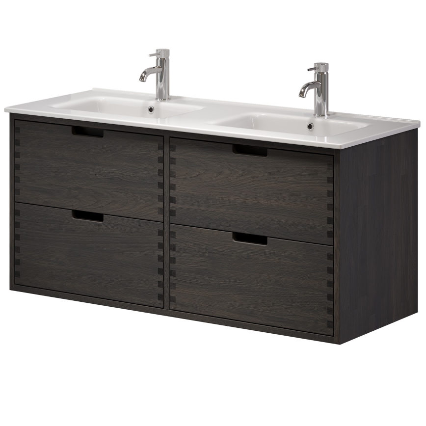 Badmeubel met wastafel GRIBSKOV 120 cm bruin/eiken/wit