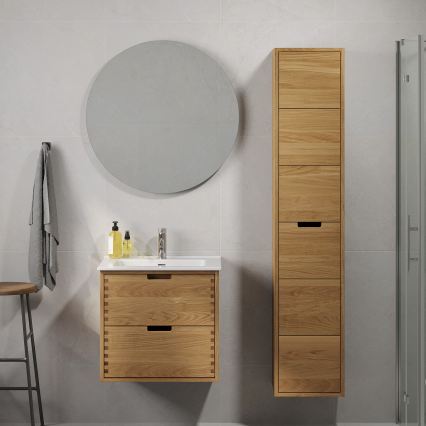 Badmeubel met wastafel GRIBSKOV 60 cm beige/eiken/wit