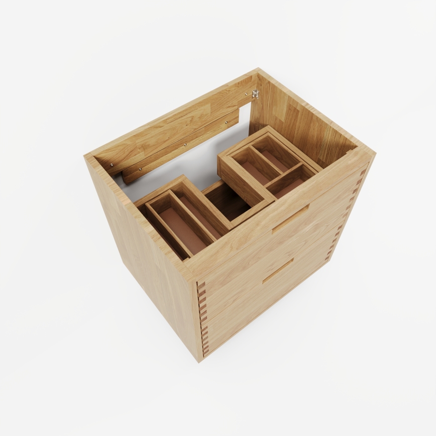 Badmeubel met wastafel GRIBSKOV 60 cm beige/eiken/wit