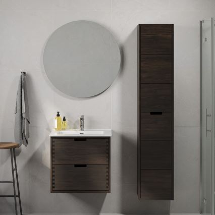 Badmeubel met wastafel GRIBSKOV 60 cm bruin/eiken/wit
