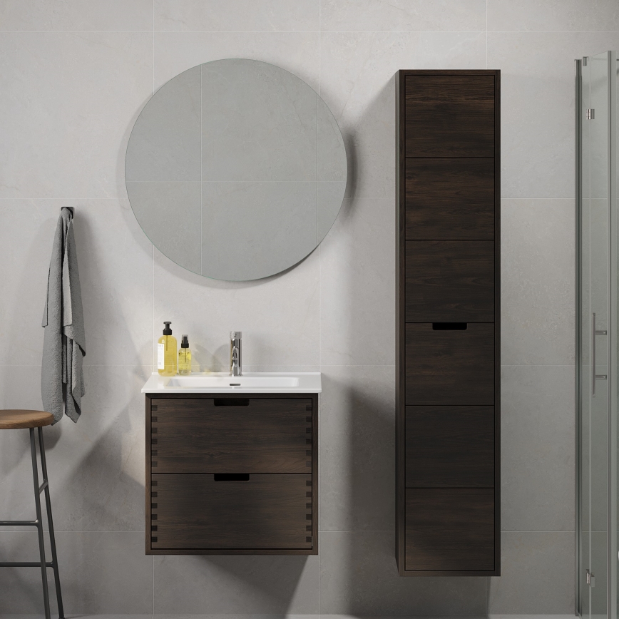 Badmeubel met wastafel GRIBSKOV 60 cm bruin/eiken/wit